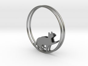 Give Me Some Food Cat Hoop Earrings 40mm in Natural Silver