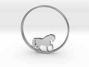 Horse Hoop Earrings 50mm in Natural Silver