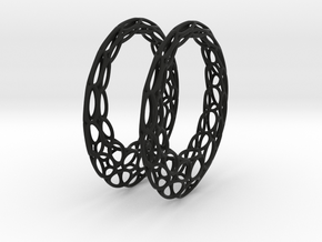 Round Wire Hoop Earrings 50mm in Black Natural Versatile Plastic