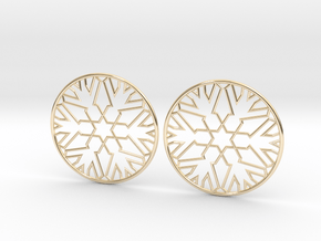 Snowflake Hoop Earrings 40mm in 14K Yellow Gold