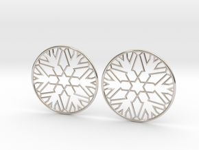 Snowflake Hoop Earrings 40mm in Platinum