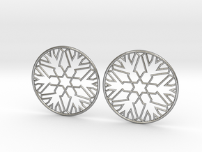 Snowflake Hoop Earrings 40mm in Natural Silver