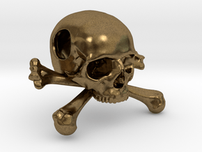 25mm 1in Bead Skull & Bones Pendant Crane in Natural Bronze
