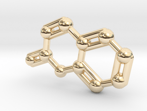 Coumarin Molecule Keychain Pendant in 14K Yellow Gold