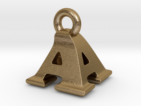 3D Monogram Pendant - AAF1 in Polished Gold Steel