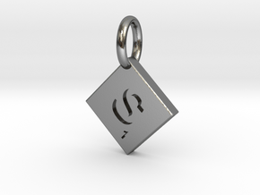 SCRABBLE TILE PENDANT  S  in Polished Silver