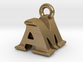 3D Monogram Pendant - AMF1 in Polished Gold Steel