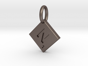 SCRABBLE TILE PENDANT  N  in Polished Bronzed Silver Steel