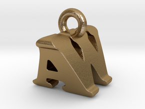 3D Monogram Pendant - AWF1 in Polished Gold Steel