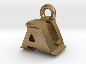 3D Monogram Pendant - AUF1 in Polished Gold Steel