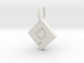 SCRABBLE TILE PENDANT D in White Natural Versatile Plastic