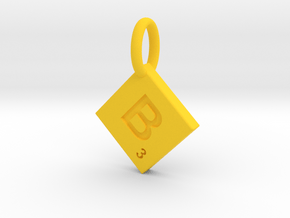 SCRABBLE TILE PENDANT  B in Yellow Processed Versatile Plastic