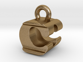 3D Monogram Pendant - CDF1 in Polished Gold Steel