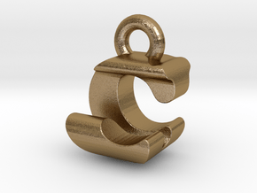 3D Monogram Pendant - CJF1 in Polished Gold Steel