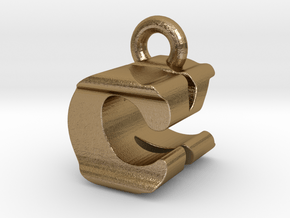 3D Monogram Pendant - CKF1 in Polished Gold Steel