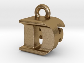 3D Monogram Pendant - DFF1 in Polished Gold Steel