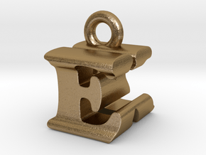 3D Monogram Pendant - EKF1 in Polished Gold Steel