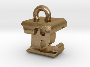 3D Monogram Pendant - ETF1 in Polished Gold Steel