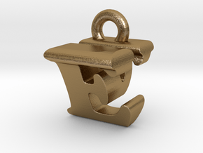 3D Monogram Pendant - EVF1 in Polished Gold Steel