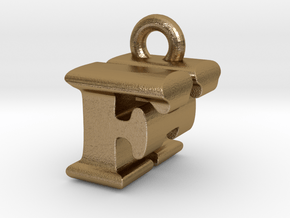 3D Monogram Pendant - FHF1 in Polished Gold Steel