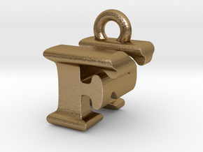 3D Monogram Pendant - FNF1 in Polished Gold Steel