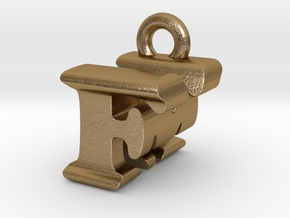 3D Monogram Pendant - FMF1 in Polished Gold Steel