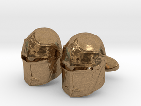 Medieval Helmet Cufflinks in Natural Brass