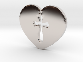 Cross Heart Pendant in Platinum