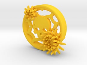 2 Inch Chrysanthemum And Skull Tunnel (left) in Yellow Processed Versatile Plastic