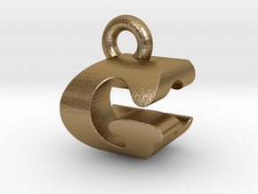 3D Monogram Pendant - GCF1 in Polished Gold Steel