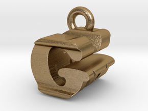 3D Monogram Pendant - GMF1 in Polished Gold Steel