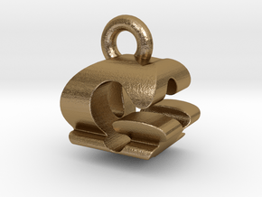 3D Monogram Pendant - GQF1 in Polished Gold Steel
