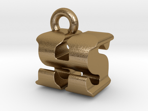 3D Monogram Pendant - HSF1 in Polished Gold Steel