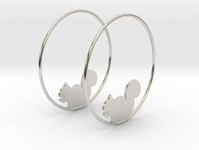 Squirrel Hoop Earrings 50mm in Platinum