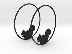 Squirrel Hoop Earrings 50mm in Black Natural Versatile Plastic