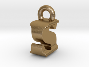 3D Monogram Pendant - ISF1 in Polished Gold Steel