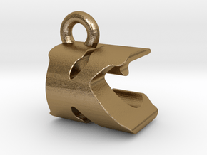 3D Monogram Pendant - KCF1 in Polished Gold Steel