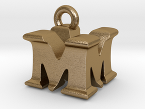3D Monogram Pendant - MMF1 in Polished Gold Steel