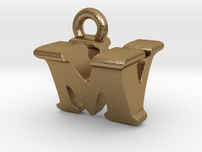 3D Monogram Pendant - MVF1 in Polished Gold Steel