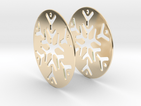 Snowflake 3 Hoop Earrings 50mm in 14K Yellow Gold