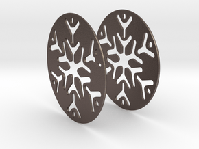 Snowflake 3 Hoop Earrings 50mm in Polished Bronzed Silver Steel