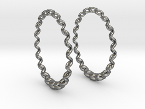 Knitted Hoop Earrings 60mm in Polished Silver