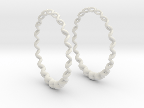 Knitted Hoop Earrings 60mm in White Natural Versatile Plastic