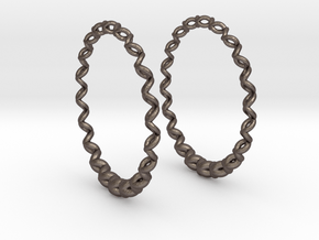 Knitted Hoop Earrings 60mm in Polished Bronzed Silver Steel
