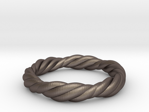 Twist Ring in Polished Bronzed Silver Steel