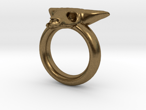 Skull Ring D20 in Natural Bronze