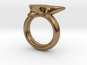 Skull Ring D20 in Natural Brass