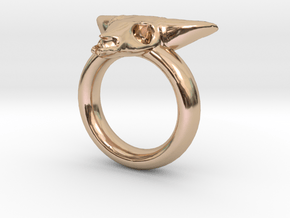 Skull Ring D20 in 14k Rose Gold