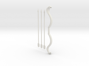 Snake Bow and 3 Arrows, 4 mm handle in White Natural Versatile Plastic