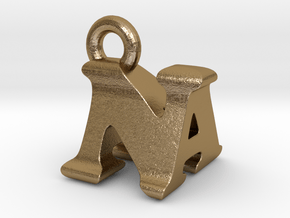 3D Monogram Pendant - NAF1 in Polished Gold Steel